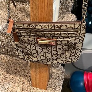 Calvin Klein Tan and Brown Logo Crossbody Bag